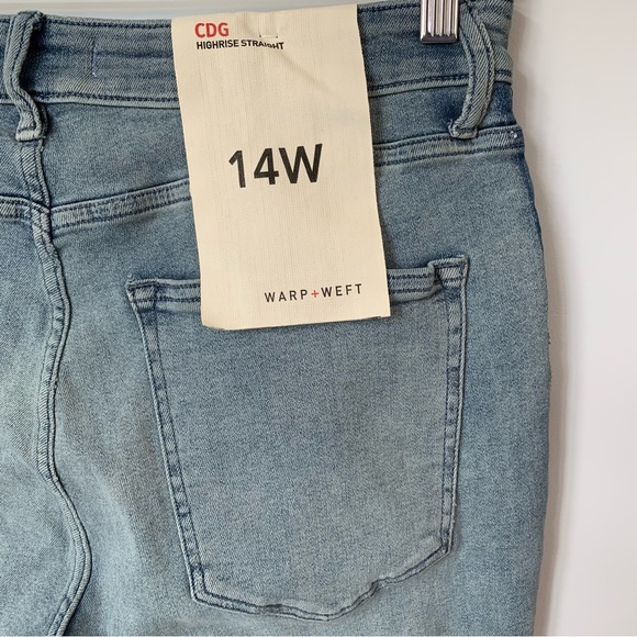 SZ14W WARP + WEFT ICICLE CDG PARIS STRETCH HIGH-RISE STRAIGHT JEAN TUXEDO STRIPE - Picture 12 of 14